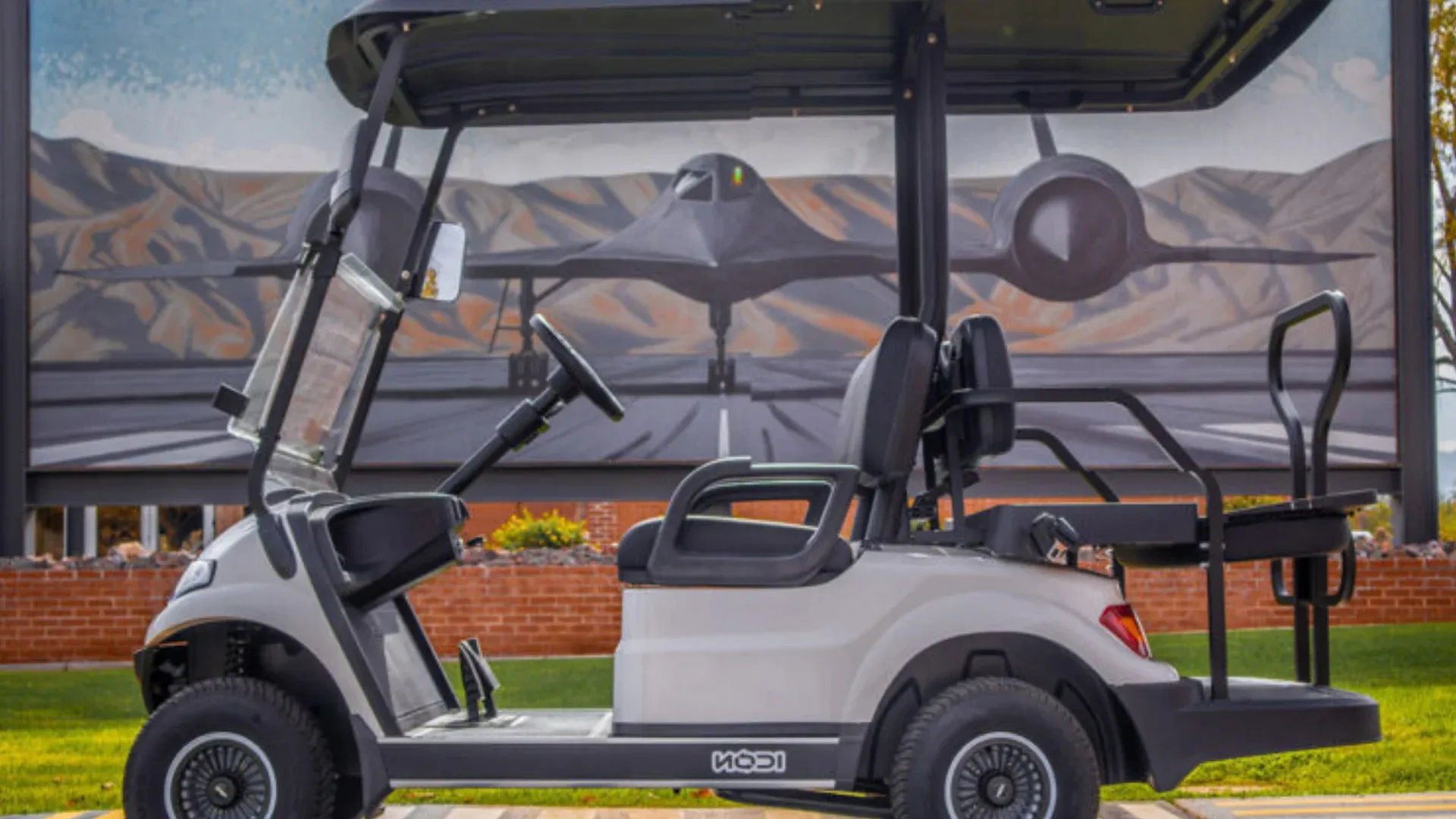 White ICON i40-ECO four-passenger street-legal golf cart, side profile