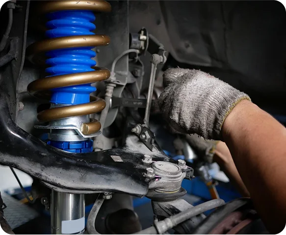 Golf cart wheels and suspension upgrade in the service shop